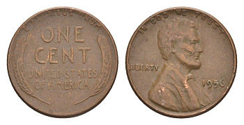 США 1 цент 1956 KM 132 бронза 4644-562