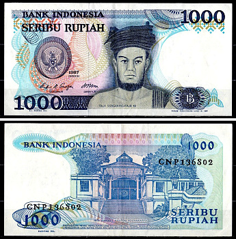 Индонезия 1000 рупий 1987 Pick 124 a бумага 6281-27-3-2