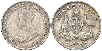 Австралия 3 пенса 1925 Георг V (1910-1936) KM 24 серебро 4621-1129