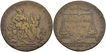 ГЕРМАНИЯ ЖЕТОН 1817 НУЖДА И ГОЛОД НА НЕПРЕДВИДЕННОЕ ВРЕМЯ 1816-1817, СИДЯЩАЯ МАТЬ С ДВУМЯ ДЕТЬМИ, СЕРЕБРЕННИЕ, ДИАМЕТР 33 ММ. Slg. Brettauer 1995 латунь 4527-731