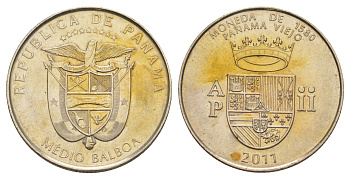 Панама 1/2 бальбоа (50 сентесимо) 2011 Панама-Вьехо - Валюта 1580 года KM 142 медь плакированная медно-никелем UNC 4645-215