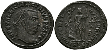 Римская Империя нуммий 316 - 317 Лициний IOVI CONSERVATORI AVGG Александрия Good Very fine (степень редкости R1) RIC 18 бронза 1073-10-32