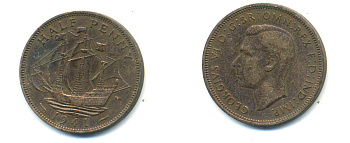 Великобритания 1/2 пенни 1941 Георг VI (1936-1952) KM 844, Spink 4115 бронза 83-442