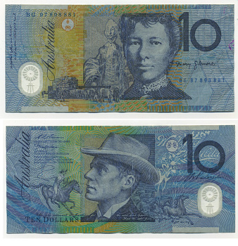 Австралия 10 долларов 1996-98 ПОДПИСЬ MACFARLANE-EVANS Pick 52b пластик 7204-14-2