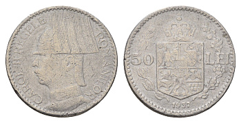 Румыния 50 леев (лей) 1937 Кароль II (1930-1940) KM 55 никель 4116-823