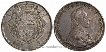 Австрия, Зальцбург 1 талер 1784 M, Иеронимус фон Коллоредо (1772-1812) KM 435, Dav. 1263 серебро 00-000-00