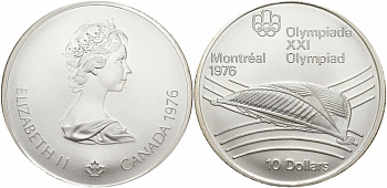 Канада 10 долларов 1976 XXI летние Олимпийские игры в Монреале 1976 года, велодром KM 114 серебро UNC 01-172-32