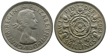 Великобритания 2 шиллинга (флорин) 1963 Елизавета II (1952-2022) KM 906, Spink 4146 медно-никель 4382-416