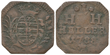 Саксен-Гильдбурггаузен 1 клиппе геллер 1788 Фридрих Саксен-Гильдбурггаузенский (1780-1826) KM 118, Slg. Merseburger 3596 медь 54-866