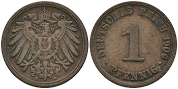 Германия 1 пфенниг 1906 A KM 10, J. 10 медь 4567-1225