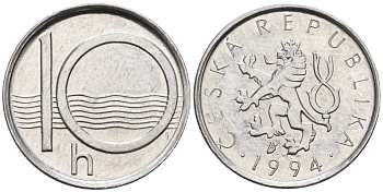 Чехия 10 геллеров 1994 KM 6 алюминий 4152-764