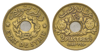 Сирия 2 1/2 пиастра 1940 KM 76 алюминиевая бронза 4643-241