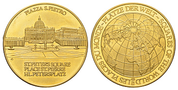 Ватикан медаль из серии площади мира - Площадь Святого Петра диаметр 40 мм, вес 26,1 гр латунь 118-732