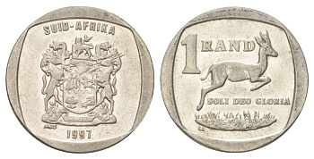 ЮАР 1 ранд 1997 KM 164 медь плакированная никелем aUNC 4627-324