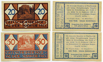 Австрия, Зоннберг набор из 2 банкнот 20 и 50 геллеров 1920 31 сентября 1920, нотгельд, Sonnberg бумага UNC (пресс) 7555-26-4-1