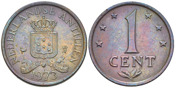 Нидерландские Антилы 1 цент 1973 Юлиана (1948-1980) KM 8 бронза 211-766