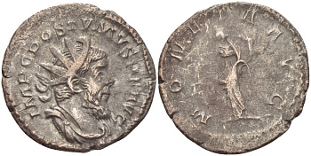 Римская Империя (императоры в Галлии) антониниан 260 - 269 Постум. IMP C POSTVMVS P F AVG / MONETA AVG, Монета с весами и рогом Изобилия, Колония Агриппины, Good Very fine RIC 315 биллон 1073-12-81