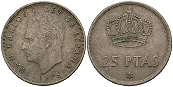 Испания 25 песет 1975 (80) Хуан Карлос I (1975-2014) KM 808 медно-никель 181-1113