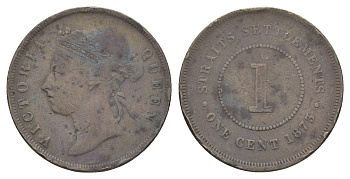 Стрейтс-Сетлментс (Стрейтс Сетлментс) 1 цент 1873 Виктория (1837-1901) KM 9 медь 4657-641