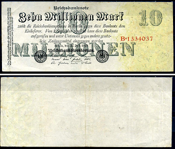 Германия 10000000 марок 1923 25 июля 1923 Pick 96 бумага 7553-24-1-2