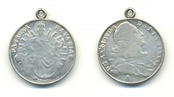 Бавария 1 талер 1775 А, Максимилиан III Иосиф (1745-1777), мадонна, на подвеске КМ 234.2, Dav. 1954 серебро 11-208-42