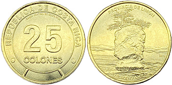Коста-Рика 25 колонов 2023 серия провинции, Лимон KM NEW медь никель цинк  UNC  M69-09