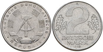ГДР 2 марки 1957 A KM 14 алюминий 4601-826