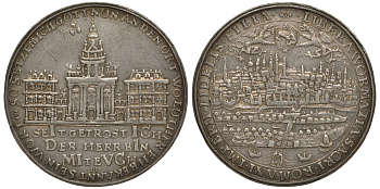 Вормс 1 талер 1709 на начало возведения церкви Святой Троицы Dav. 2846 R серебро 10-002-20