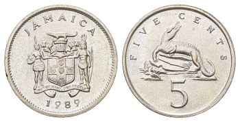 Ямайка 5 центов 1989 KM 46 медно-никель UNC 4617-846