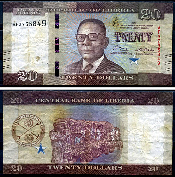 Либерия 20 долларов 2017 Уильям Табмен - президент Либерии Pick 33 b бумага 8592-1-3-2
