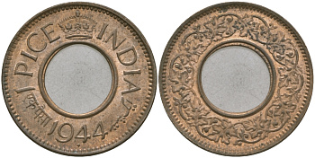 Британская Индия 1 пайс 1944 Георг VI (1936-1952) KM 533 бронза 33-1121