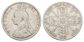 Великобритания 2 шиллинга (флорин) 1891 Виктория (1837-1901) KM 762, Spink 3925 серебро 443-1422