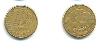 БРАЗИЛИЯ 10 СЕНТАВО 2003 KM 649.2 сталь плакированная латунью 3999-1316