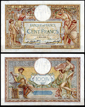 Франция 100 франков 1929 Pick 78 b бумага 7183-2-2-2