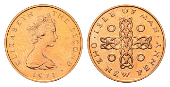 Остров Мэн 1 новый пенни 1971 Елизавета II (1952-2022) KM 20 бронза PROOF 4127-813