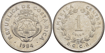 КОСТА-РИКА 1 КОЛОН 1984 В.С.С.R. KM 210.1 нержавеющая сталь 31-557