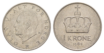 Норвегия 1 крона 1984 Улаф V (1957-1991) KM 419 медно-никель aUNC 4635-722