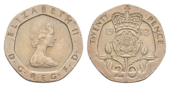 Великобритания 20 пенсов 1983 Елизавета II (1952-2022) KM 931, Spink 4230 (G1) медно-никель 4639-837