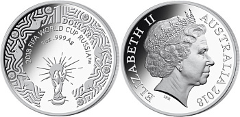 Австралия 1 доллар 2018 чемпионат мира по футболу в России KM NEW серебро PROOF 11-091-34