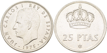 Испания 25 песет 1975 (80) Хуан Карлос I (1975-2014) KM 808 медно-никель 4185-815