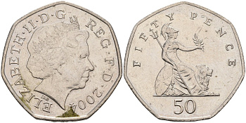 Великобритания 50 пенсов 2004 Елизавета II (1952-2022) KM 991, Spink 4610 (H8) медно-никель 81-123