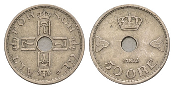 Норвегия 50 эре 1928 Хокон VII (1905-1957) KM 386 медно-никель 4635-353