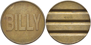 ЕВРОПА ПЛАТЕЖНЫЙ ЖЕТОН ND BILLY, ДИАМЕТР 24 мм. желтый металл 31-813