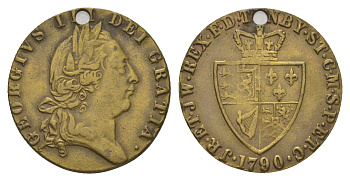 Великобритания, Бирмингем игровой токен Spade Guinea (гвинея) 1790 (1865-1914) Георг III, выпуск - Джон Гуд и сыновья, диаметр 25 мм, вес 3,5 гр латунь 4628-737