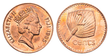 Фиджи 2 цента 1995 KM 50a цинк плакированный медью UNC 4697-715