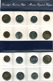 Бельгия  набор из 8 монет 1980 Belgie-Belgique, официальный государственный набор в запайке KM SS 16 UNC  7-5-6-20