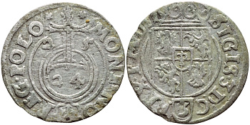 ПОЛЬША 1/24 ТАЛЕРА 1625 СИГИЗМУНД III (1587-1632) KM 15 серебро 3896-834
