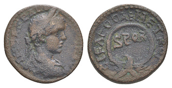 Римская Империя, Провинция Сирия Палестинская, Самария, Кесария Приморская AE 222-235 Александр Север, IM C SEVER ALEXANDER, бюст императора/C I F AV F C CAE METROP SPQR, орел с распростертыми крыльями, (из старой нидерландской коллекции) RPC online VI 30