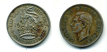 Великобритания 1 шиллинг 1948 Георг VI (1936-1952), Английский герб KM 863, Spink 4105 медно-никель 4110-921
