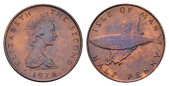 Остров Мэн 1/2 пенни 1976 Елизавета II (1952-2022) KM 32 бронза UNC 4682-451